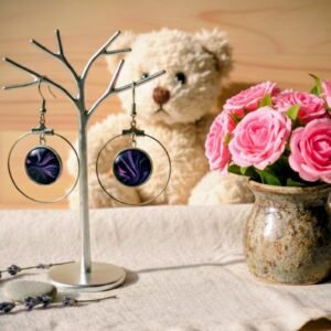 Boucles d&rsquo;oreilles anneaux en peinture acrylique