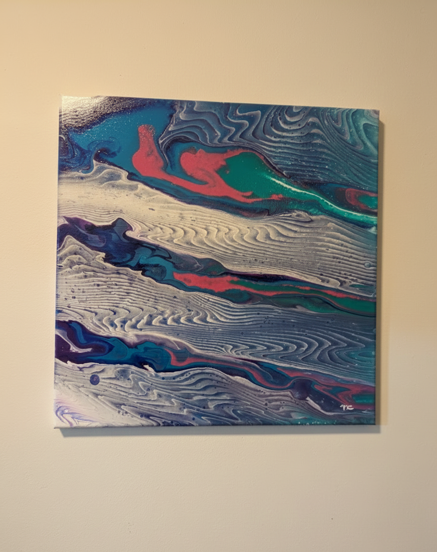 MILKY WAY - Par Norbert CHIAPPERIN Magnifique tableau abstrait , utilisation de techniques Pouring en peinture acrylique. Finition vernis brillant. Châssis entoilé de qualité - 40 x 40 cm. Toile coton