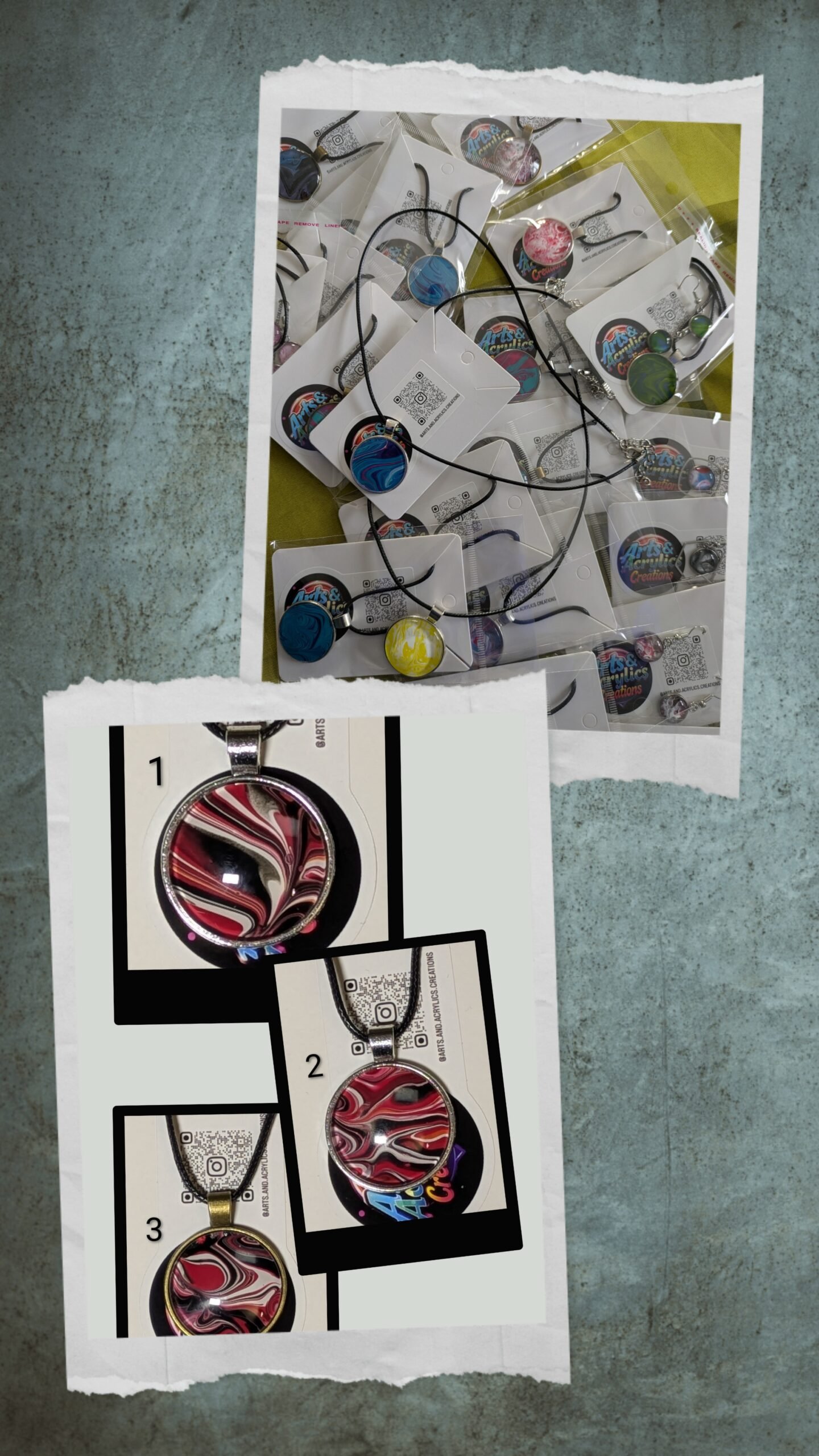 Pendentifs en peinture acrylique