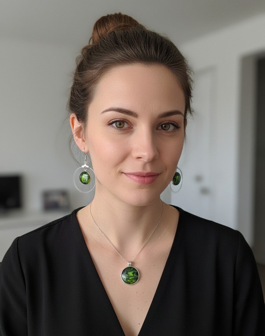 Boucles d'oreilles anneaux en peinture acrylique – Image 6