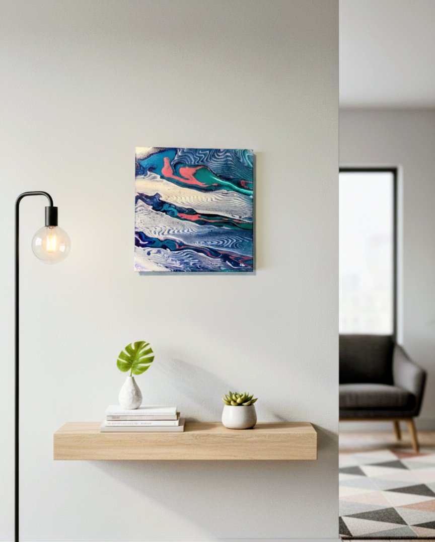 MILKY WAY - Par Norbert CHIAPPERIN Magnifique tableau abstrait , utilisation de techniques Pouring en peinture acrylique. Finition vernis brillant. Châssis entoilé de qualité - 40 x 40 cm. Toile coton