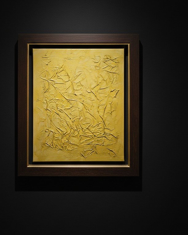 GOLDEN SPIRIT - Par Norbert CHIAPPERIN Magnifique tableau abstrait en peinture acrylique texturé avec relief Finition vernis brillant. Châssis entoilé de qualité - 40 x 50 cm. Toile coton