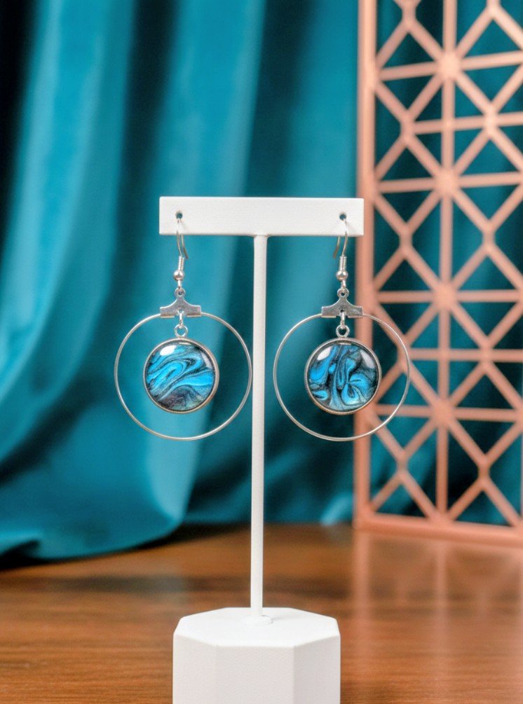 Boucles d'oreilles anneaux en peinture acrylique