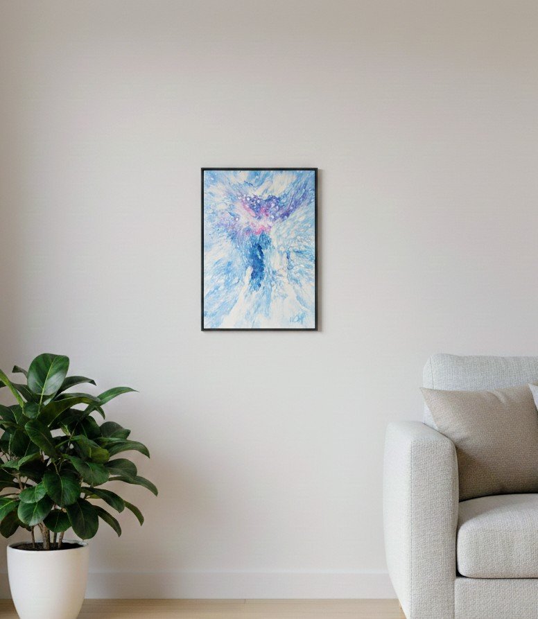 VULCAN - Par Norbert CHIAPPERIN Magnifique tableau abstrait , utilisation de techniques Pouring en peinture acrylique. Finition vernis brillant. Châssis entoilé de qualité - 30 x 40 cm. Toile en lin