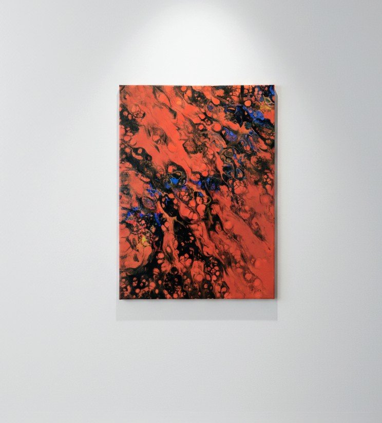 THE SNAKE - Par Norbert CHIAPPERIN Magnifique tableau abstrait , utilisation de techniques Pouring en peinture acrylique. Finition vernis brillant. Châssis entoilé de qualité - 30 x 40 cm. Toile en lin