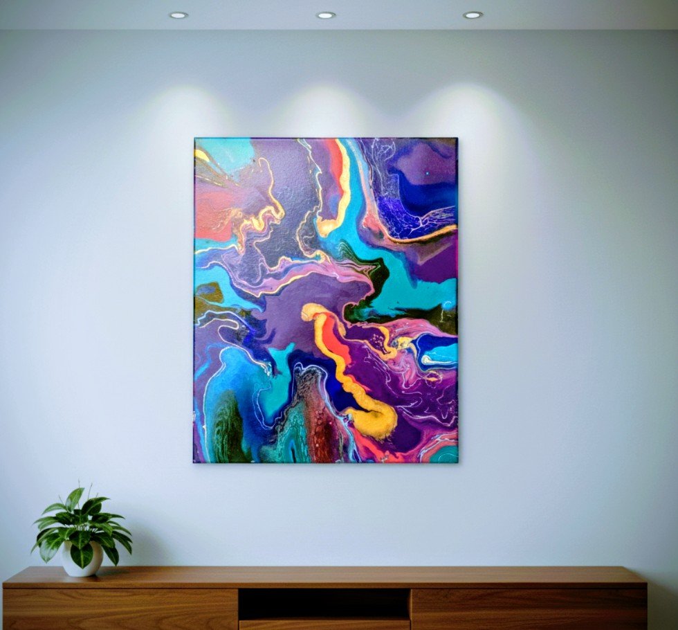 RIVIERA 2 - TABLEAU ABSTRAIT EN PEINTURE ACRYLIQUE
